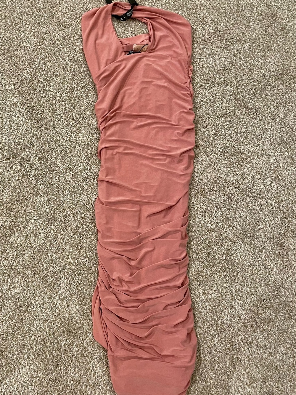 Club L London Nude Cut-Out Halter Midi Dress